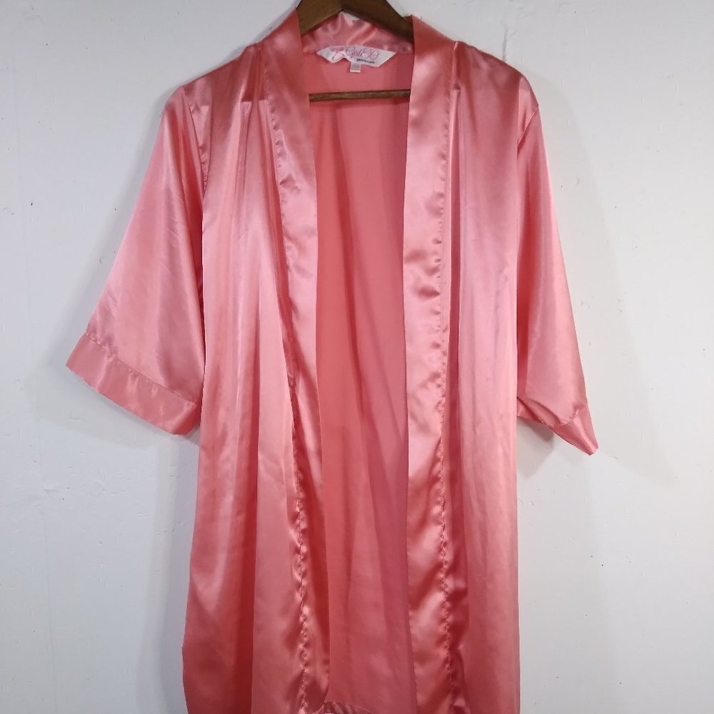 Girleo Women Satin S/M Robe Peach Color Sexy Soft‎ Robe